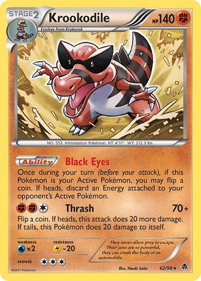 Krookodile (EPO) #62/98 Rare (Lightly Played) Emerging Powers Pokemon: 2011
