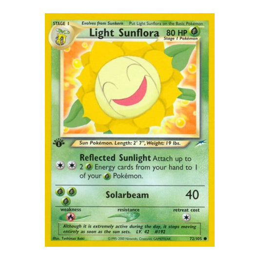 Light Sunflora (N4) #072/105 Common (1st Edition Near Mint) Neo Destiny Pokemon: 2002