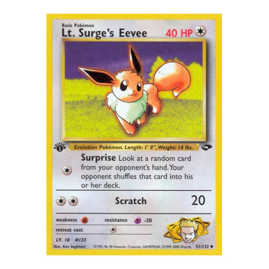 Lt. Surge's Eevee (G2) #051/132 Uncommon (Unlimited Lightly Played) Gym Challenge Pokemon: 2000