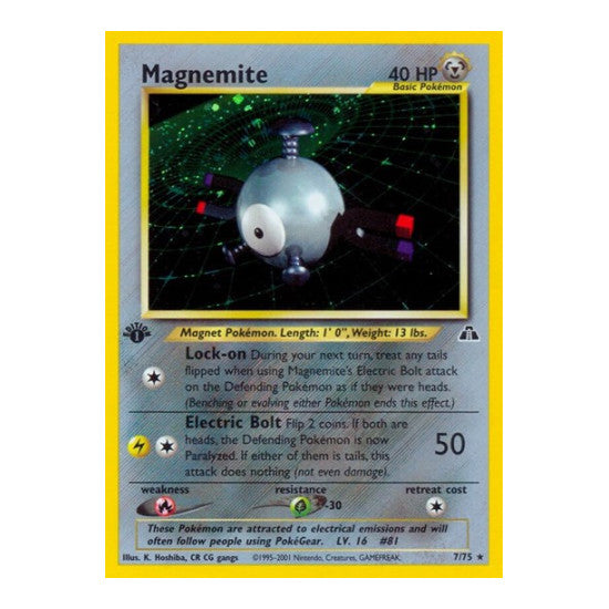 Magnemite (7) (N2) #07/75 Holo Rare (Unlimited Holofoil Moderately Played) Neo Discovery Pokemon: 2001