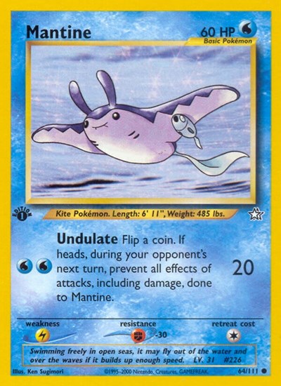 Mantine (N1) #064/111 Common (Unlimited Lightly Played) Neo Genesis Pokemon: 2000