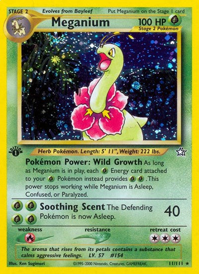 Meganium (11) (N1) #011/111 Holo Rare (Unlimited Holofoil Heavily Played) Neo Genesis Pokemon: 2000