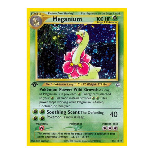 Meganium (11) (N1) #011/111 Holo Rare (Unlimited Holofoil Heavily Played) Neo Genesis Pokemon: 2000