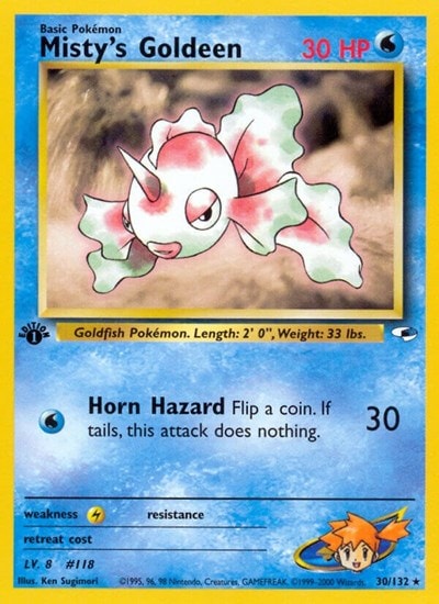 Misty's Goldeen (30) (G1) #030/132 Rare (Unlimited Moderately Played) Gym Heroes Pokemon: 2000