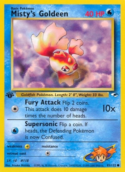 Misty's Goldeen (85) (G1) #085/132 Common (1st Edition Lightly Played) Gym Heroes Pokemon: 2000