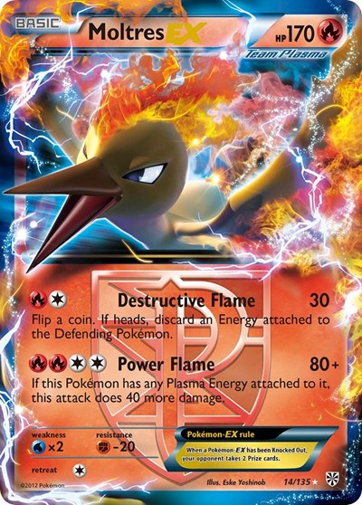 Moltres EX Team Plasma (PLS) #14/135 Ultra Rare (Holofoil Damaged) Plasma Storm Pokemon: 2013