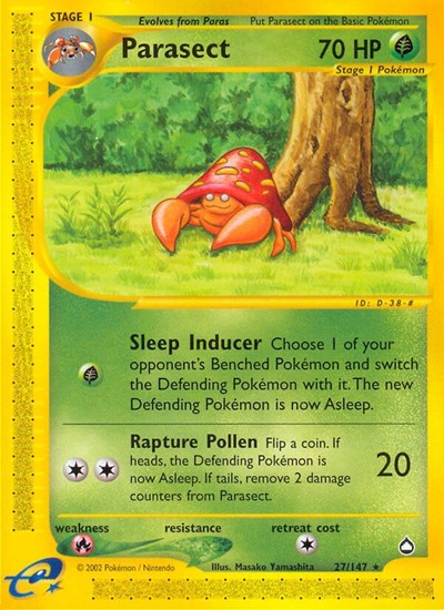 Parasect (AQ) #027/147 Rare (Near Mint) Aquapolis Pokemon: 2003