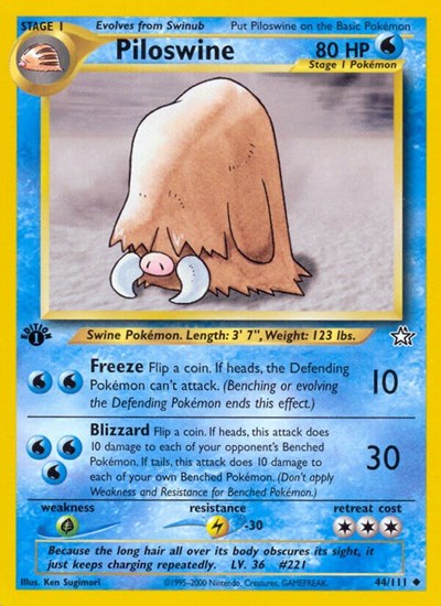 Piloswine (N1) #044/111 Uncommon (Unlimited Lightly Played) Neo Genesis Pokemon: 2000
