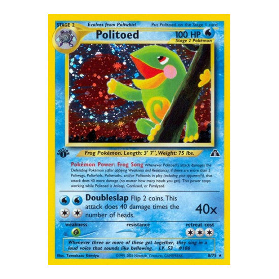 Politoed (8) (N2) #08/75 Holo Rare (Unlimited Holofoil Lightly Played) Neo Discovery Pokemon: 2001