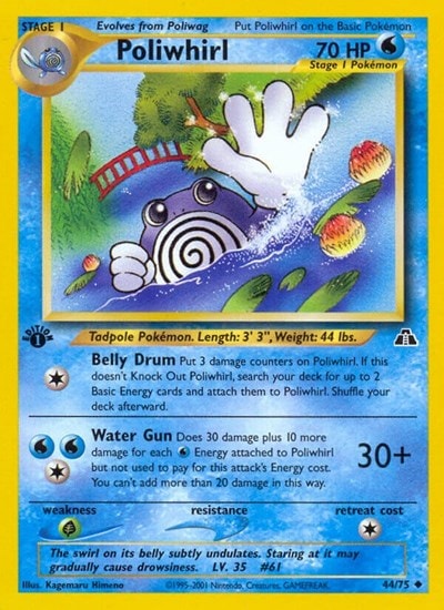 Poliwhirl (N2) #44/75 Uncommon (1st Edition Lightly Played) Neo Discovery Pokemon: 2001