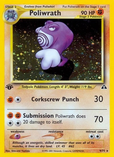 Poliwrath (9) (N2) #09/75 Holo Rare (Unlimited Holofoil Heavily Played) Neo Discovery Pokemon: 2001