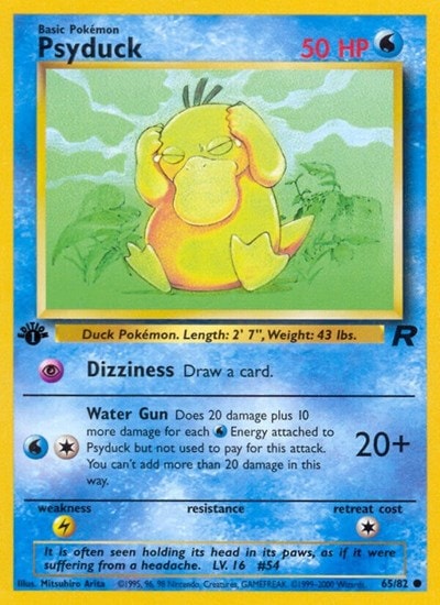 Psyduck (TR) #65/82 Common (1st Edition Heavily Played) Team Rocket Pokemon: 2000