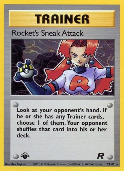 Rocket's Sneak Attack (72) (TR) #72/82 Rare (Unlimited Damaged) Team Rocket Pokemon: 2000