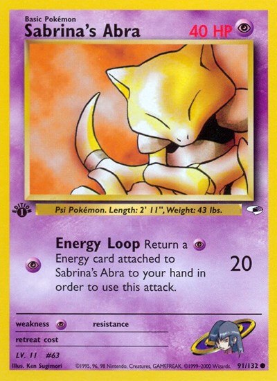 Sabrinas Abra (G1) #091/132 Common (Unlimited Near Mint) Gym Heroes Pokemon: 2000