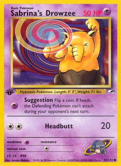 Sabrinas Drowzee (G1) #092/132 Common (Unlimited Lightly Played) Gym Heroes Pokemon: 2000