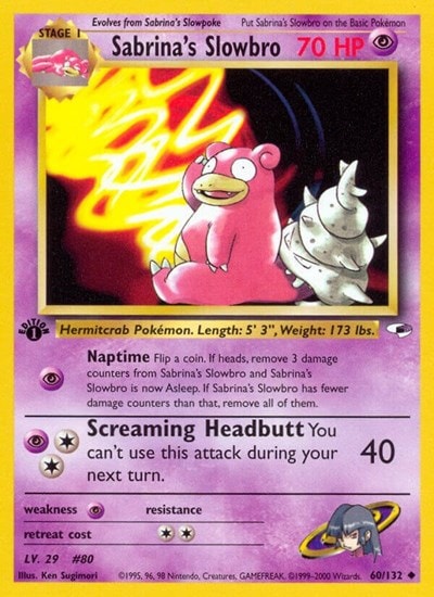 Sabrina's Slowbro (G1) #060/132 Uncommon (1st Edition Moderately Played) Gym Heroes Pokemon: 2000