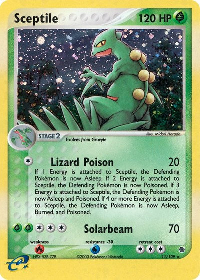 Sceptile 11 109 (RS) #11/109 Holo Rare (Holofoil Heavily Played) Ruby and Sapphire Pokemon: 2003