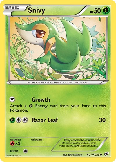 Snivy (LTR) #RC1/RC25 Common (Holofoil Heavily Played) Legendary Treasures: Radiant Collection Pokemon: 2013