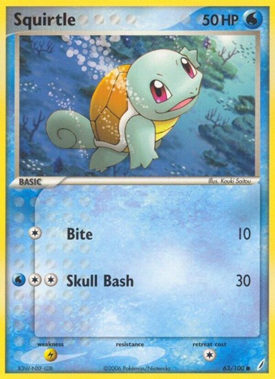 Squirtle 063 100 (CG) #63/100 Common (Damaged) Crystal Guardians Pokemon: 2006