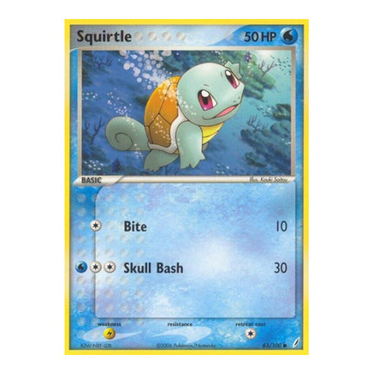 Squirtle - 063/100 (CG) #63/100 Common (Damaged) EX Crystal Guardians Pokemon: 2006