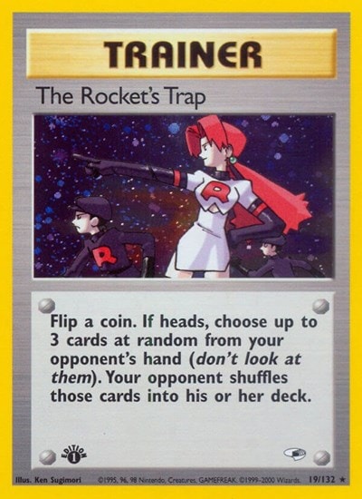 The Rocket's Trap (G1) #019/132 Holo Rare (1st Edition Holofoil Damaged) Gym Heroes Pokemon: 2000