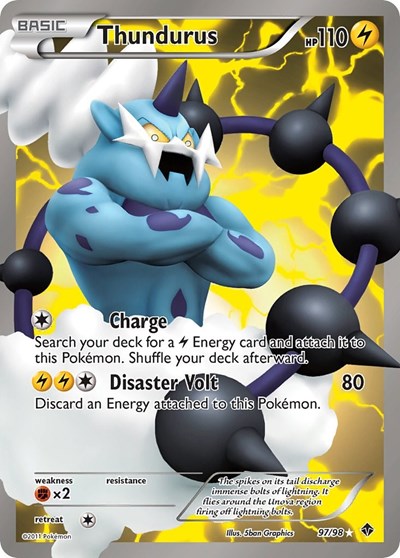 Thundurus 97 Full Art (EPO) #97/98 Ultra Rare (Holofoil Heavily Played) Emerging Powers Pokemon: 2011