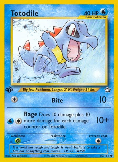 Totodile (80) (N1) #080/111 Common (Unlimited Lightly Played) Neo Genesis Pokemon: 2000