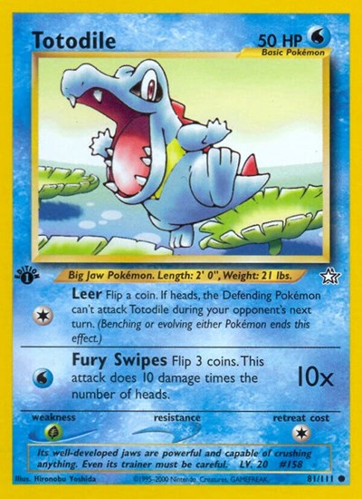 Totodile (81) (N1) #081/111 Common (Unlimited Lightly Played) Neo Genesis Pokemon: 2000