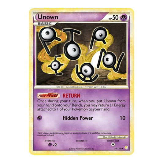 Unown (54) (HS) #54/123 Uncommon (Reverse Holofoil Moderately Played) HeartGold SoulSilver Pokemon: 2010