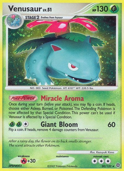 Venusaur (SW) #20/132 Holo Rare (Reverse Holofoil Heavily Played) Secret Wonders Pokemon: 2007