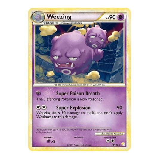 Weezing (HS) #34/123 Rare (Reverse Holofoil Moderately Played) HeartGold SoulSilver Pokemon: 2010