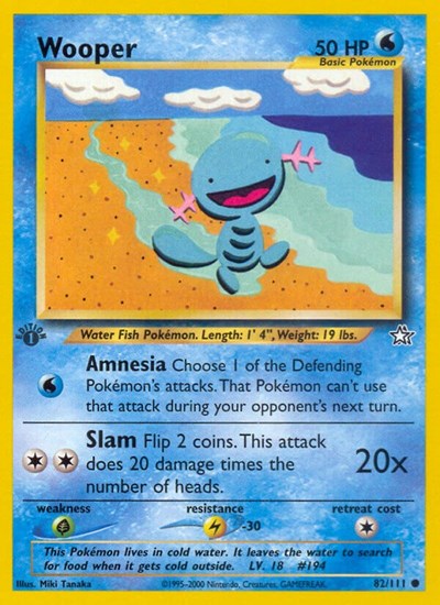 Wooper (N1) #082/111 Common (Unlimited Lightly Played) Neo Genesis Pokemon: 2000