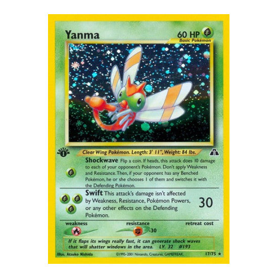 Yanma (17) (N2) #17/75 Holo Rare (Unlimited Holofoil Lightly Played) Neo Discovery Pokemon: 2001