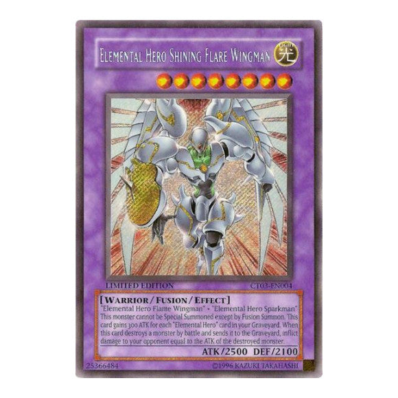 Elemental HERO Shining Flare Wingman (CT03) #CT03-EN004 Secret Rare (Limited Damaged) 2006 Collectors Tin YuGiOh: 2006