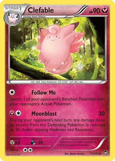 Clefable (FFI) #71/111 Uncommon (Reverse Holofoil Moderately Played) XY - Furious Fists Pokemon: 2014