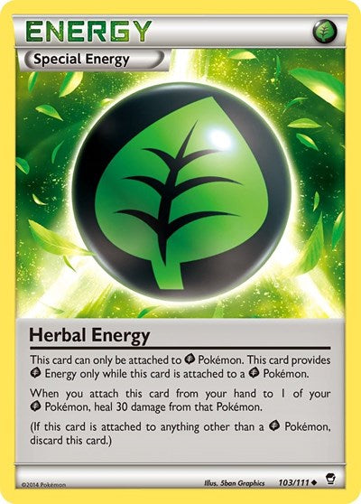 Herbal Energy (FFI) #103/111 Uncommon (Moderately Played) XY - Furious Fists Pokemon: 2014