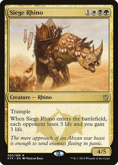 Siege Rhino (KTK) #200 Rare (Lightly Played) Khans of Tarkir Magic: The Gathering: 2014