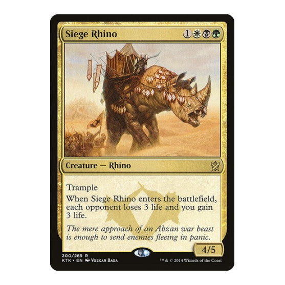 Siege Rhino (KTK) #200 Rare (Lightly Played) Khans of Tarkir Magic: The Gathering: 2014
