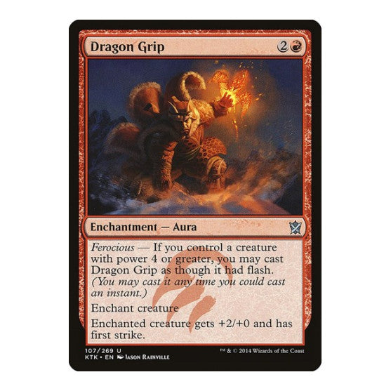 Dragon Grip (KTK) #107 Uncommon (Lightly Played) Khans of Tarkir Magic: The Gathering: 2014