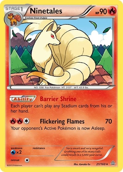 Ninetales (PRC) #21/160 Rare (Reverse Holofoil Near Mint) XY - Primal Clash Pokemon: 2015