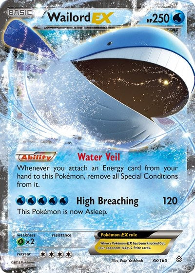 Wailord EX (PRC) #38/160 Ultra Rare (Holofoil Damaged) XY - Primal Clash Pokemon: 2015