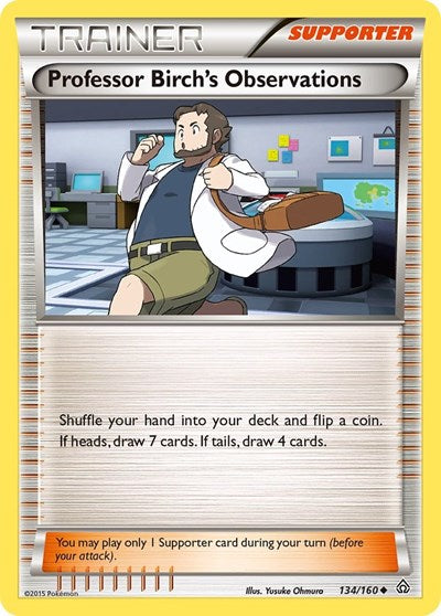 Professor Birchs Observations (PRC) #134/160 Uncommon (Reverse Holofoil Lightly Played) XY - Primal Clash Pokemon: 2015
