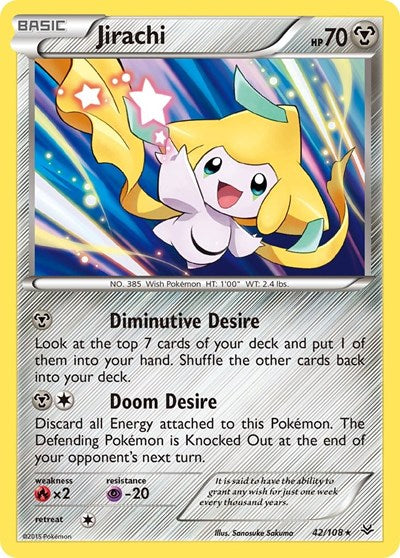 Jirachi (ROS) #42/108 Holo Rare (Holofoil Lightly Played) XY - Roaring Skies Pokemon: 2015